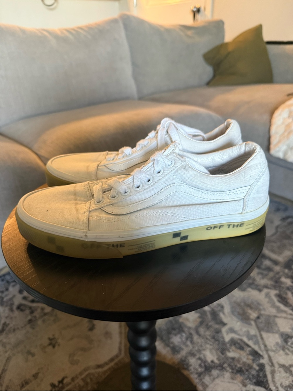 VANS Women's Old Skool OTW Foxing Translucent White Canvas Skate Shoes Size 8.5